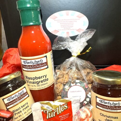 Wandaland’s gift box with raspberry vinaigrette, preserves, candied nuts, and assorted candies